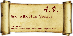 Andrejkovics Veszta névjegykártya